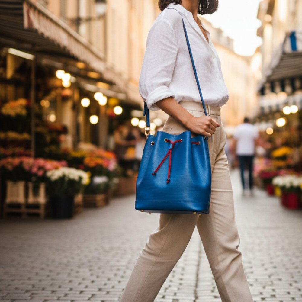 Louis Vuitton shoulder Bag Noe Blue epi